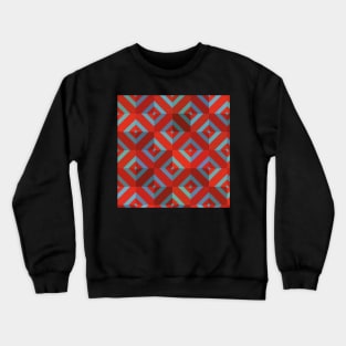 Red and Gray Shades in Geometric Tiles Crewneck Sweatshirt